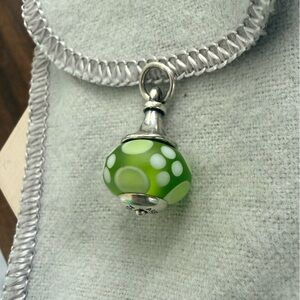 Extremely RARE retired James Avery Green Polka Dot Glass Charm